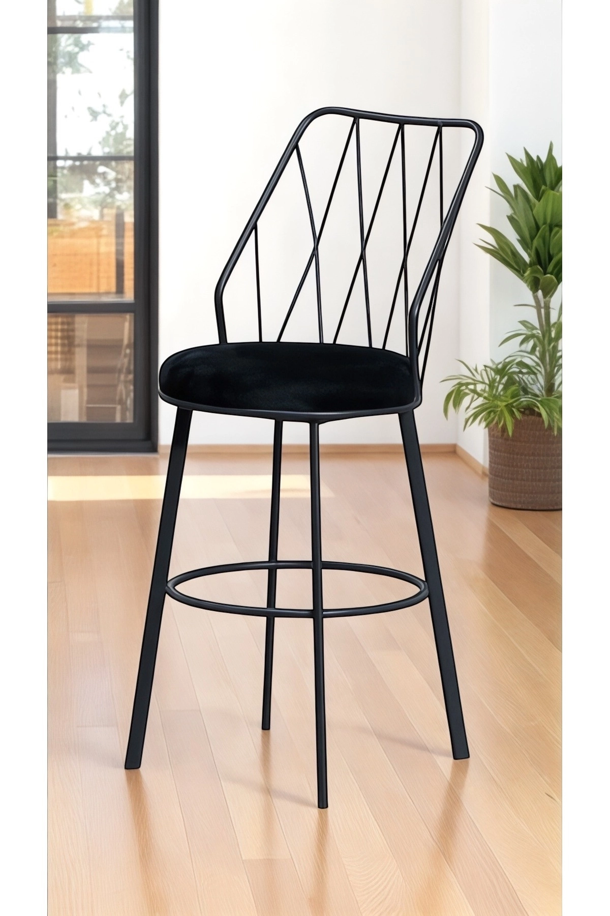 2 Adet Yıldız Bar Sandalyesi Yüksek Oturumlu Sandalye-0