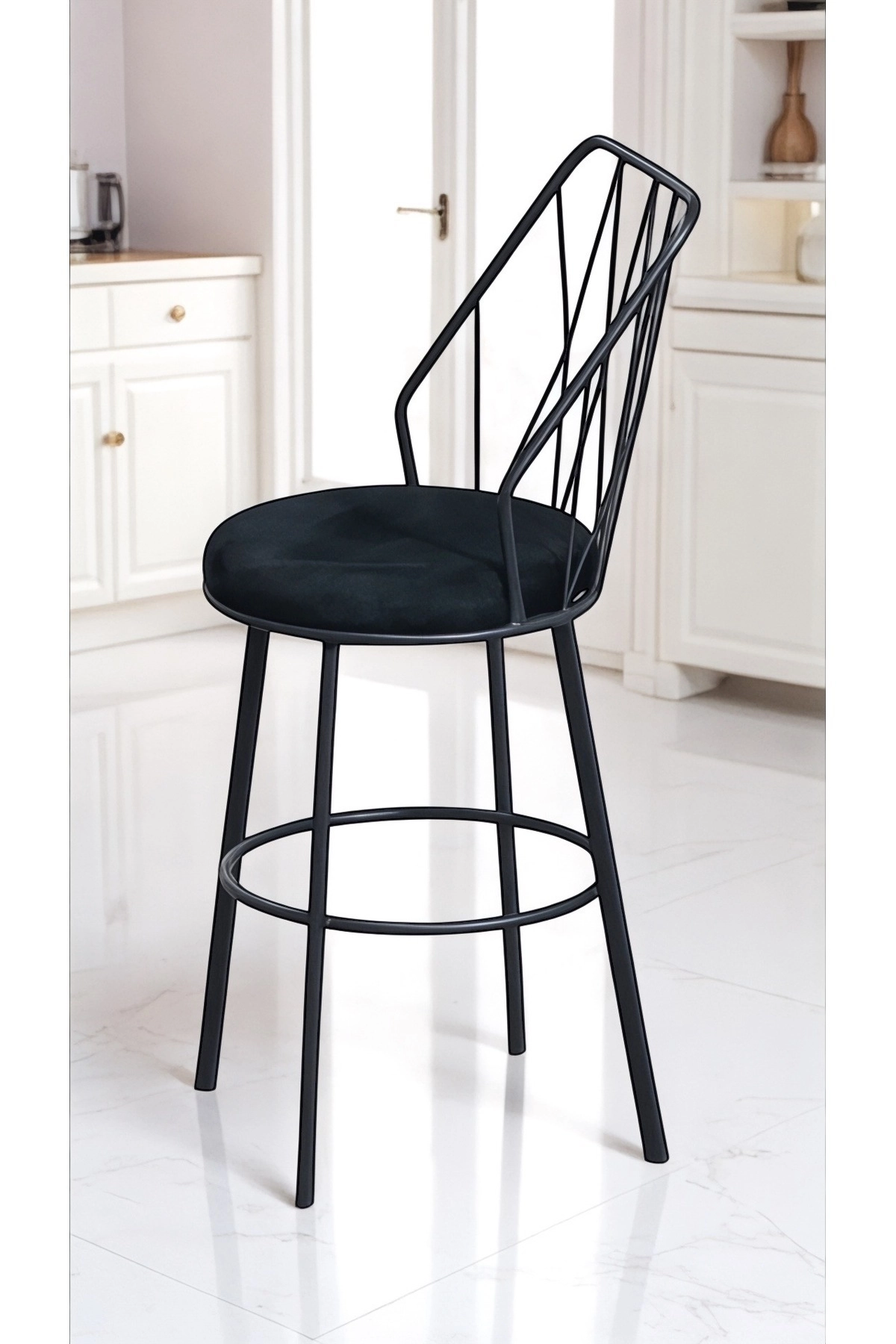 2 Adet Yıldız Bar Sandalyesi Yüksek Oturumlu Sandalye-1