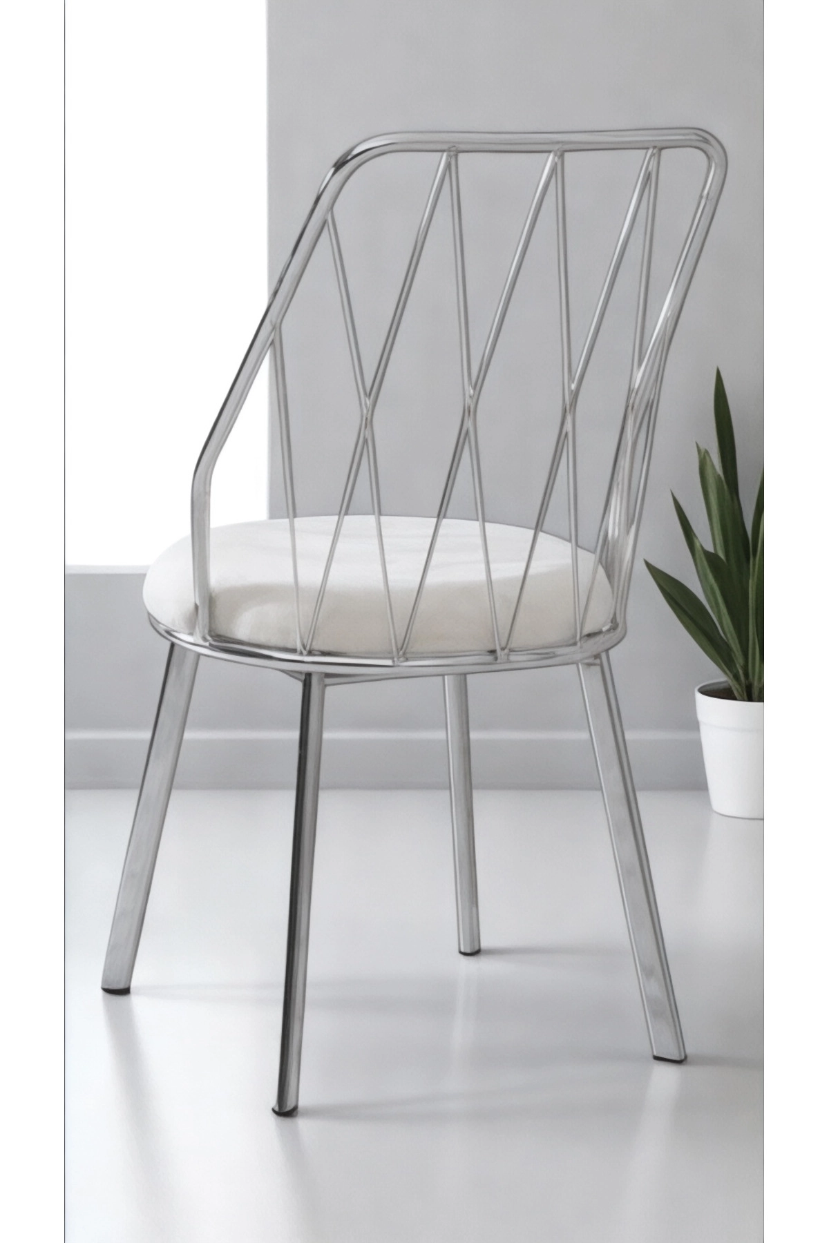 2 Adet Yıldız Demir-metal Tel Sandalye Cafe Restaurant Vs Babyface Kumaş-1