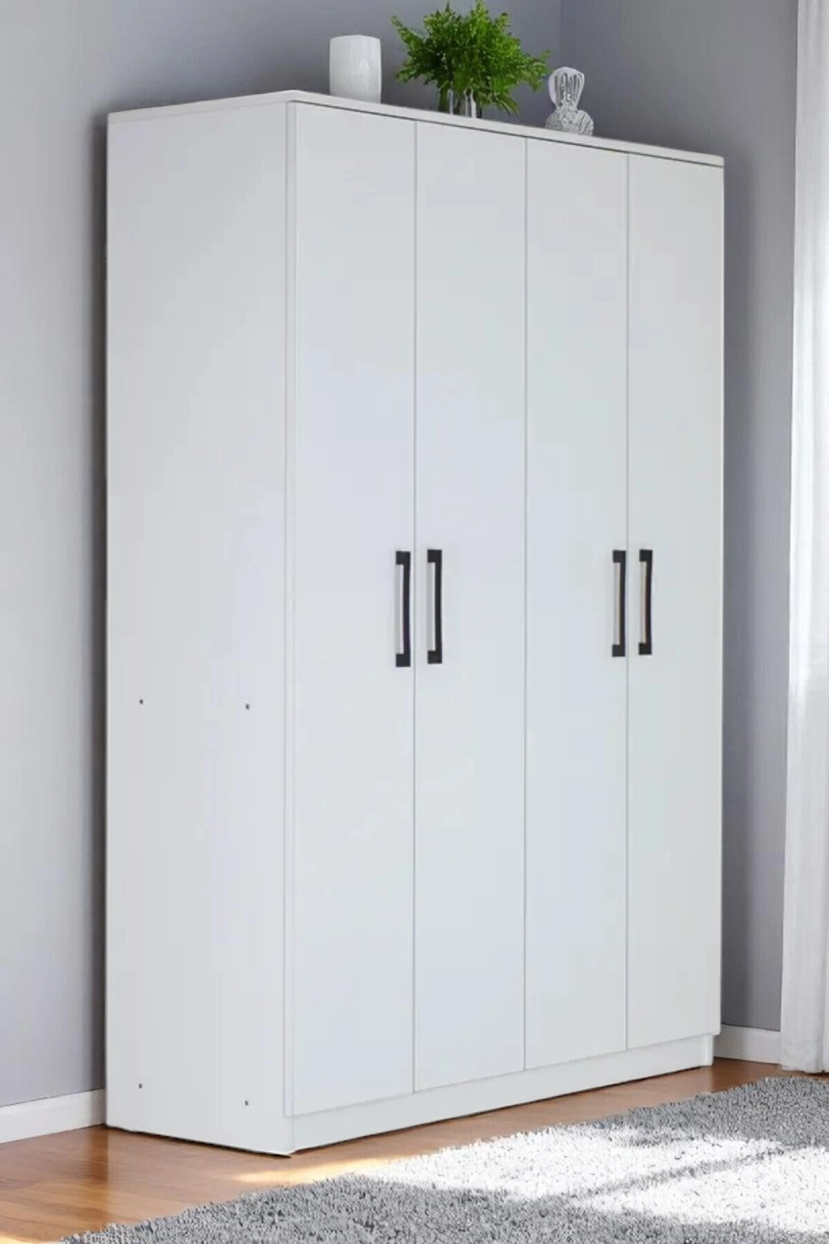 4 Kapılı Beyaz Gardırop Dolap T-900 120 X 174 X 45-3