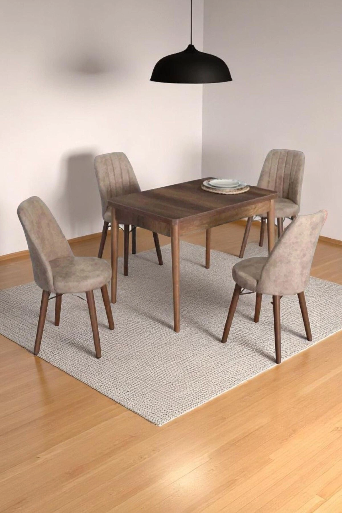4 Kişilik Sabit Masa Sandalye Takımı 70x110 Cm Mutfak Masası Takımı Yemek Masası Masa Takımı-0