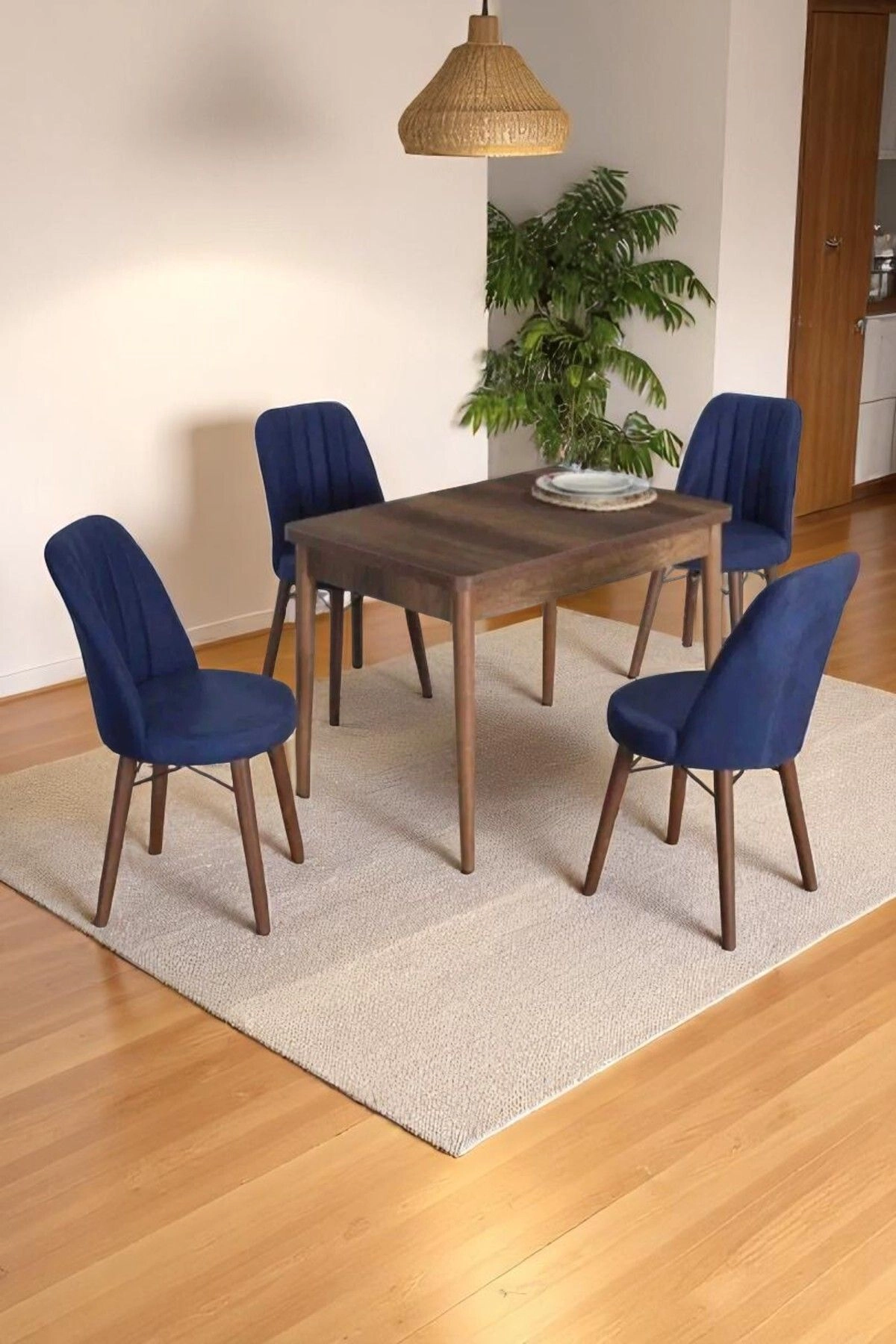 4 Kişilik Sabit Masa Sandalye Takımı 70x110 Cm Mutfak Masası Takımı Yemek Masası Masa Takımı-0