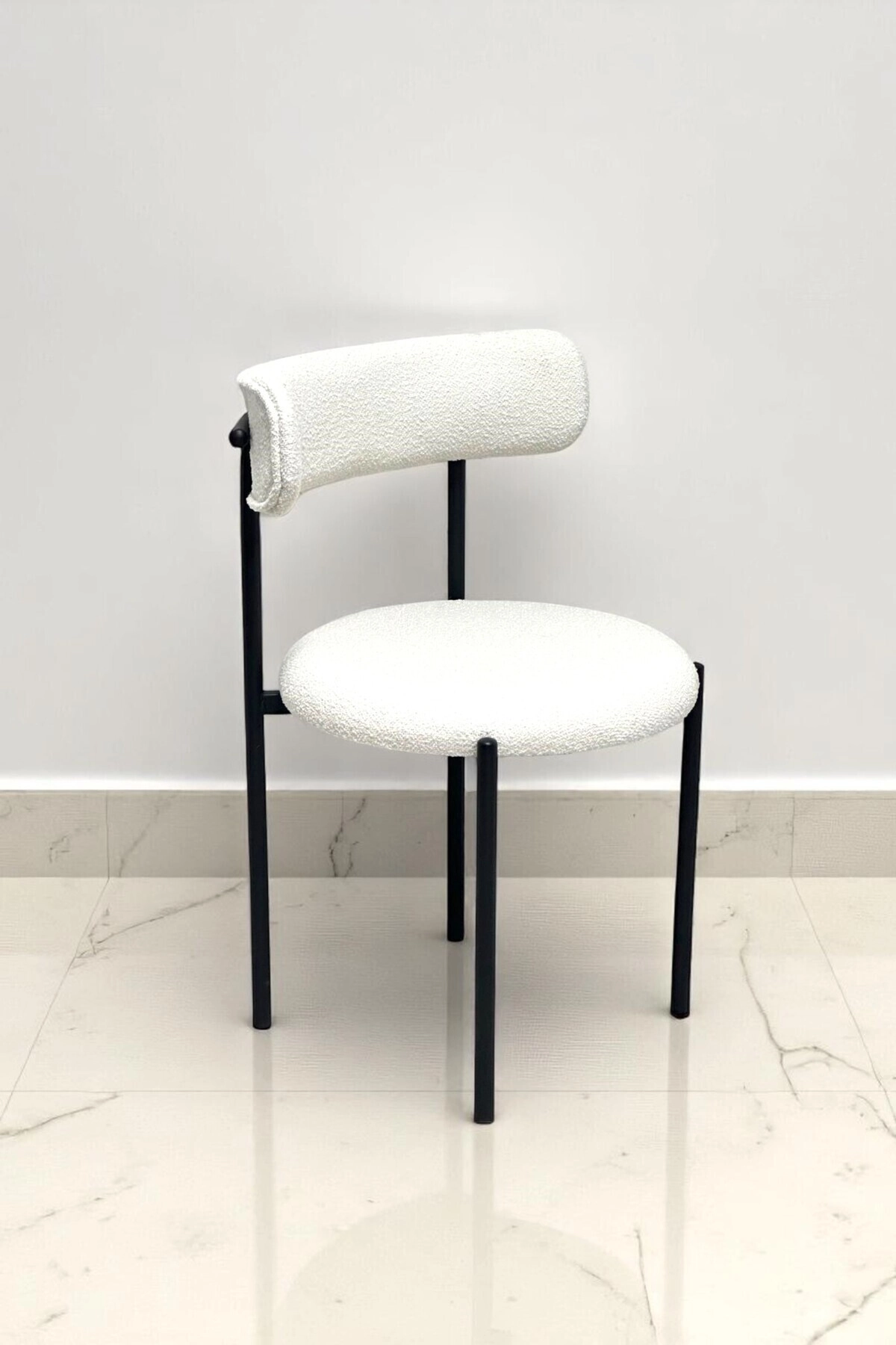 4 Sandalye 1 Adet 90 Cm Çap Masa Teddy Pufuduk Kumaş Salon Mutfak Balkon-2