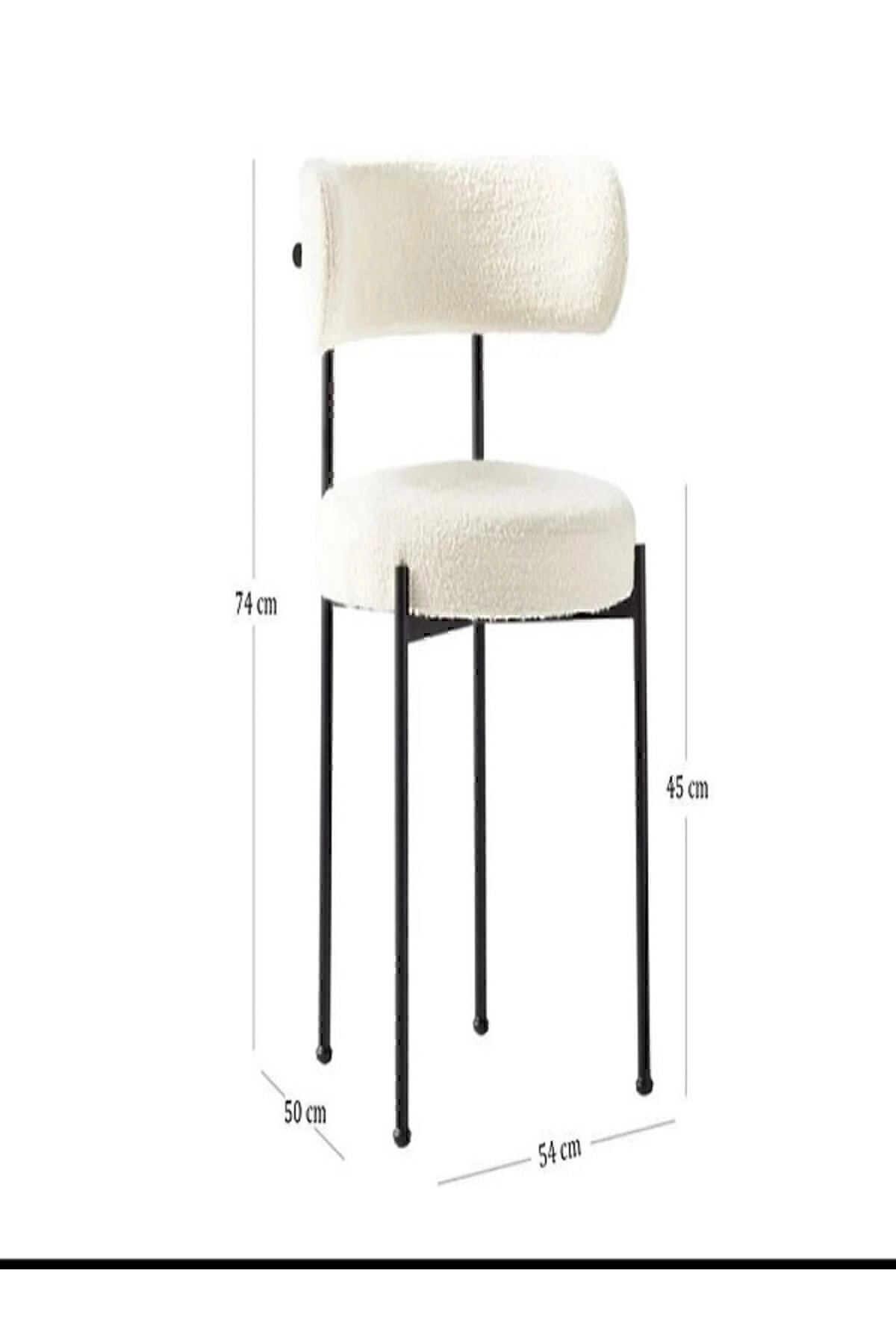 4 Sandalye 1 Adet 90 Cm Çap Masa Teddy Pufuduk Kumaş Salon Mutfak Balkon-3