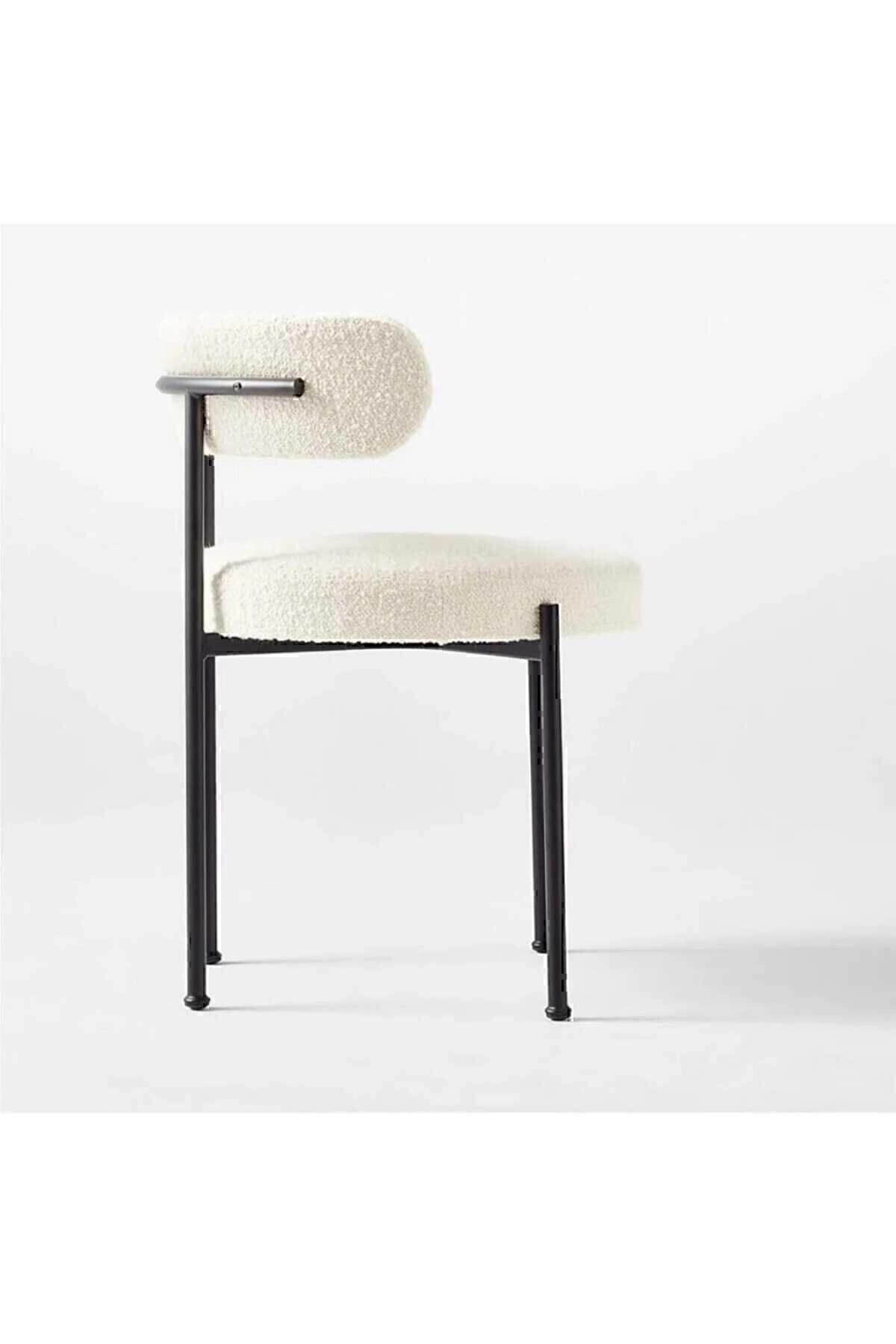 4 Sandalye 1 Adet 90 Cm Çap Masa Teddy Pufuduk Kumaş Salon Mutfak Balkon-4