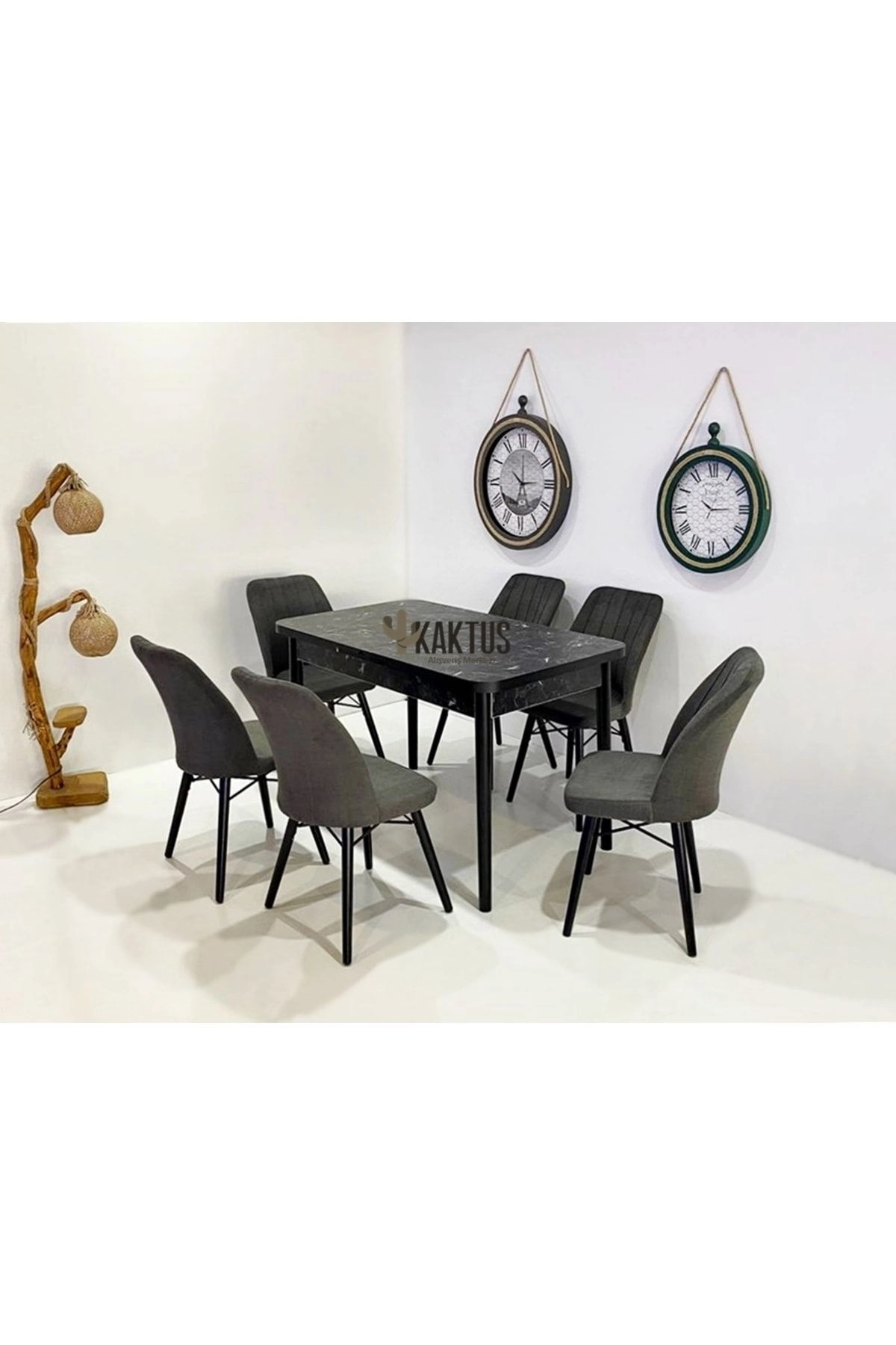 6 Kişilik Açılır Masa Sandalye Mutfak Salon Yemek Masası Takımı-0