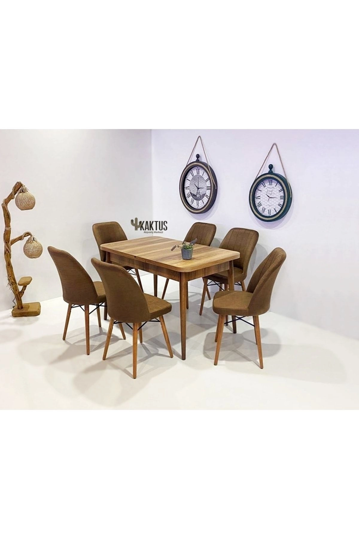 6 Kişilik Açılır Mdf Masa Sandalye Takımı Mutfak Masası Takımı Salon Masası-0