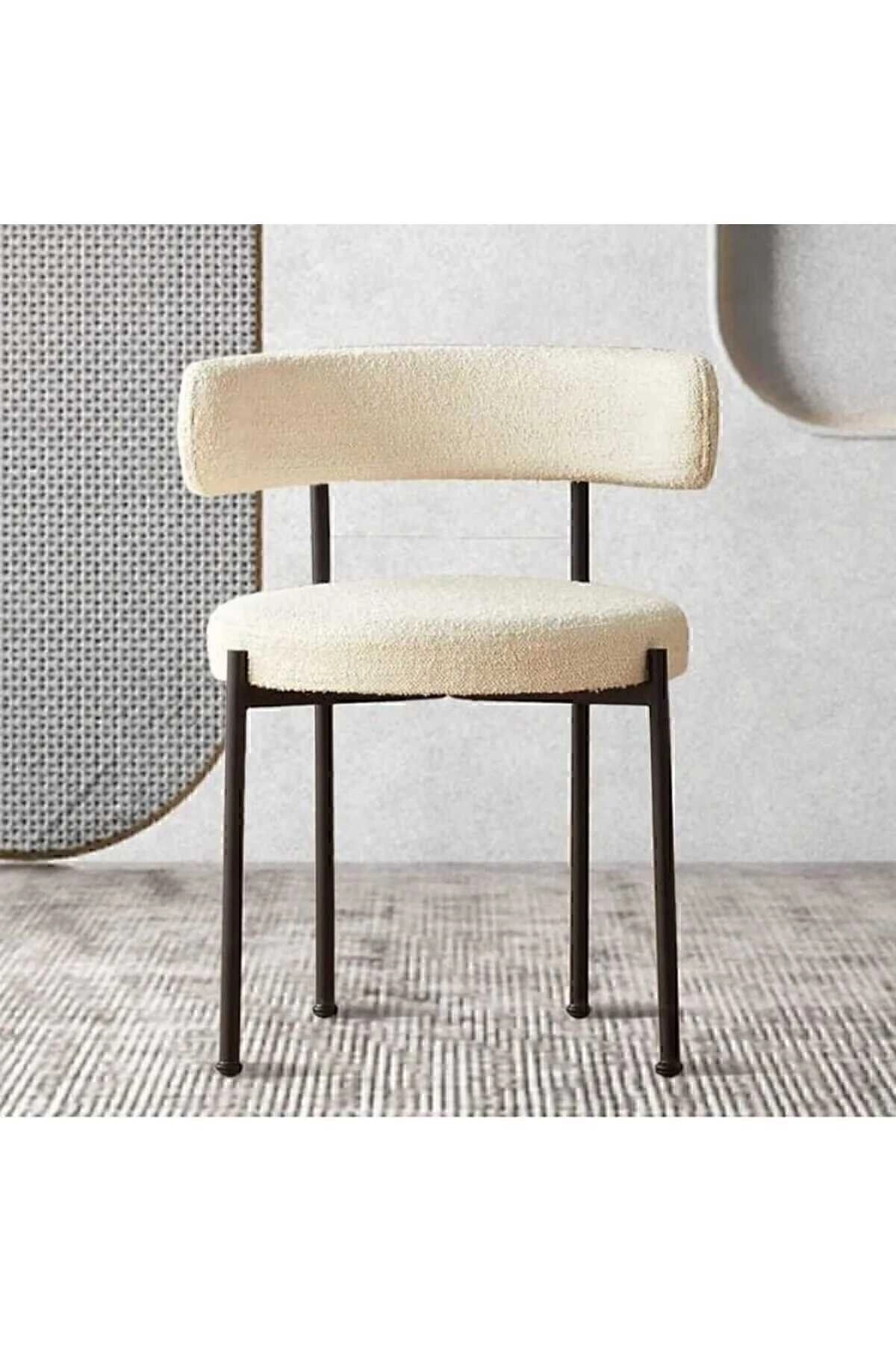 6'lı Teddy Sandalye Mutfak Sandalyesi Salon Sandalyesi Cafe Restaurant Sandalyesi( Tek Renk Beyaz )-1