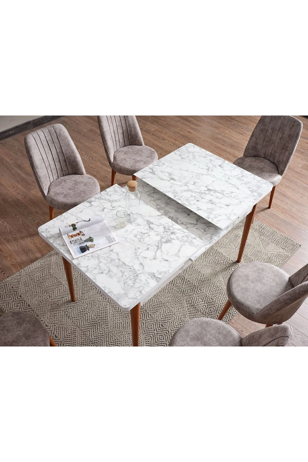 80x130(KAPALI) 80x170(AÇIK) Yemek Odası Takımı Mutfak Masası Takımı Yemek Masası 6 Kişilik-1