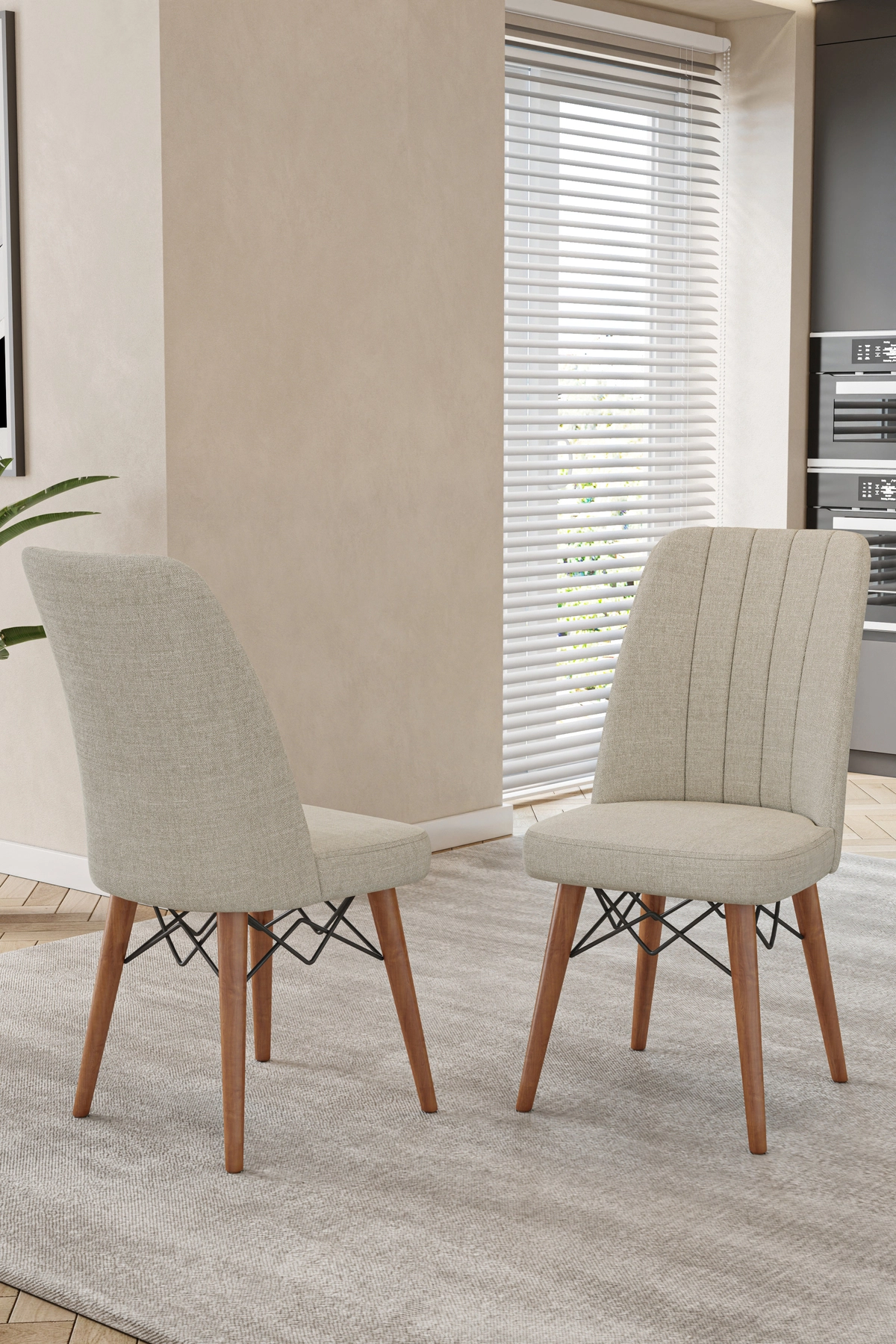 80x170CM Mutfak Masası Takımı | 4 Kişilik Açılır Masa Sandalye Takımı - Beyaz Masa- Krem-2