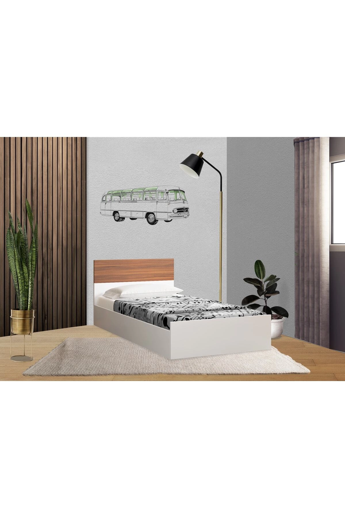 Ahşap Desenli 90*190 Yatağa Uygun Karyola-1