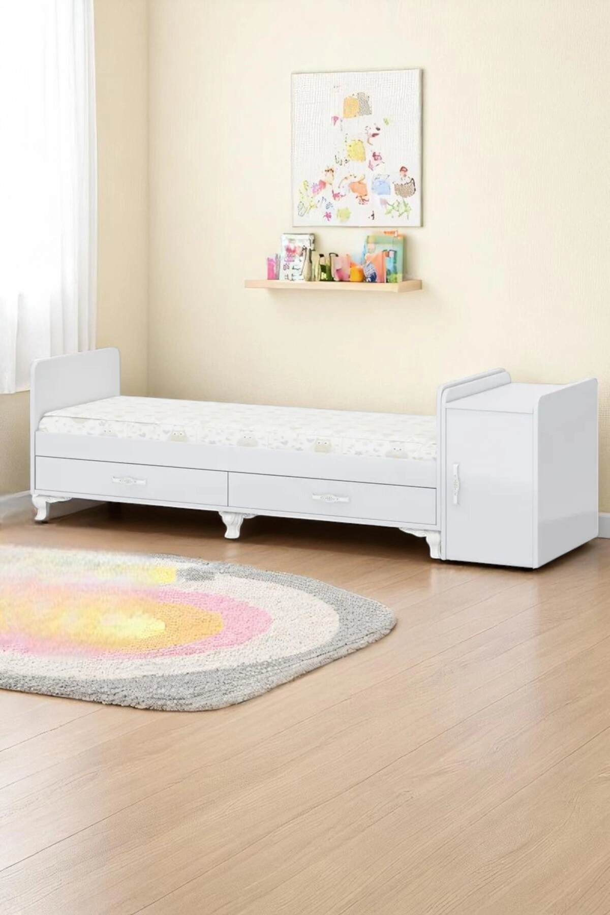 Anne Yanı, Sallanır, Büyüyen Bebek Beşiği, Yataklı, Mavi Uyku Setli, Çekmeceli, Kapaklı 60 X 120-2