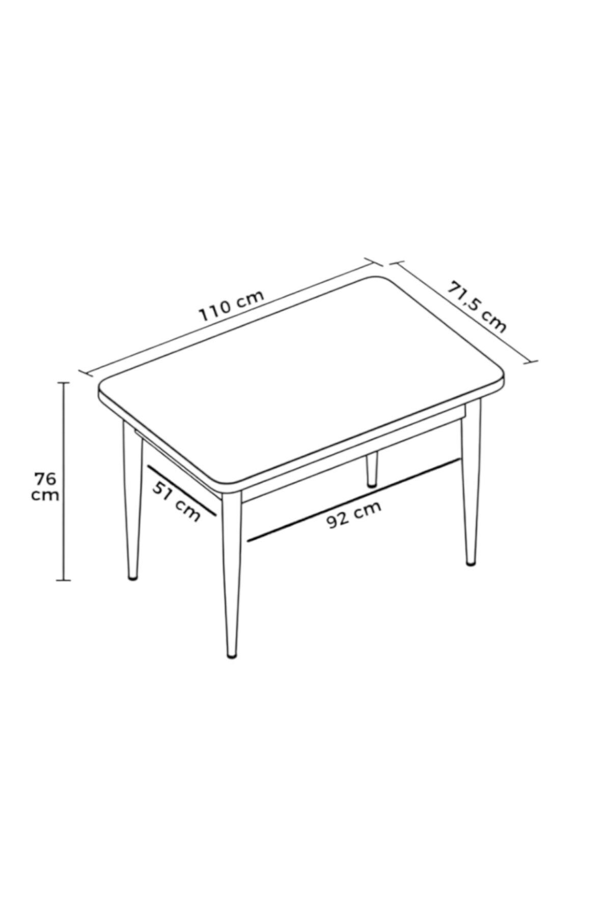 ARVEN Beyaz MDF 70x110 Sabit Mutfak Masası Takımı Beyaz Metal Ayak 4 Füme Kot Desen Sandalye-2
