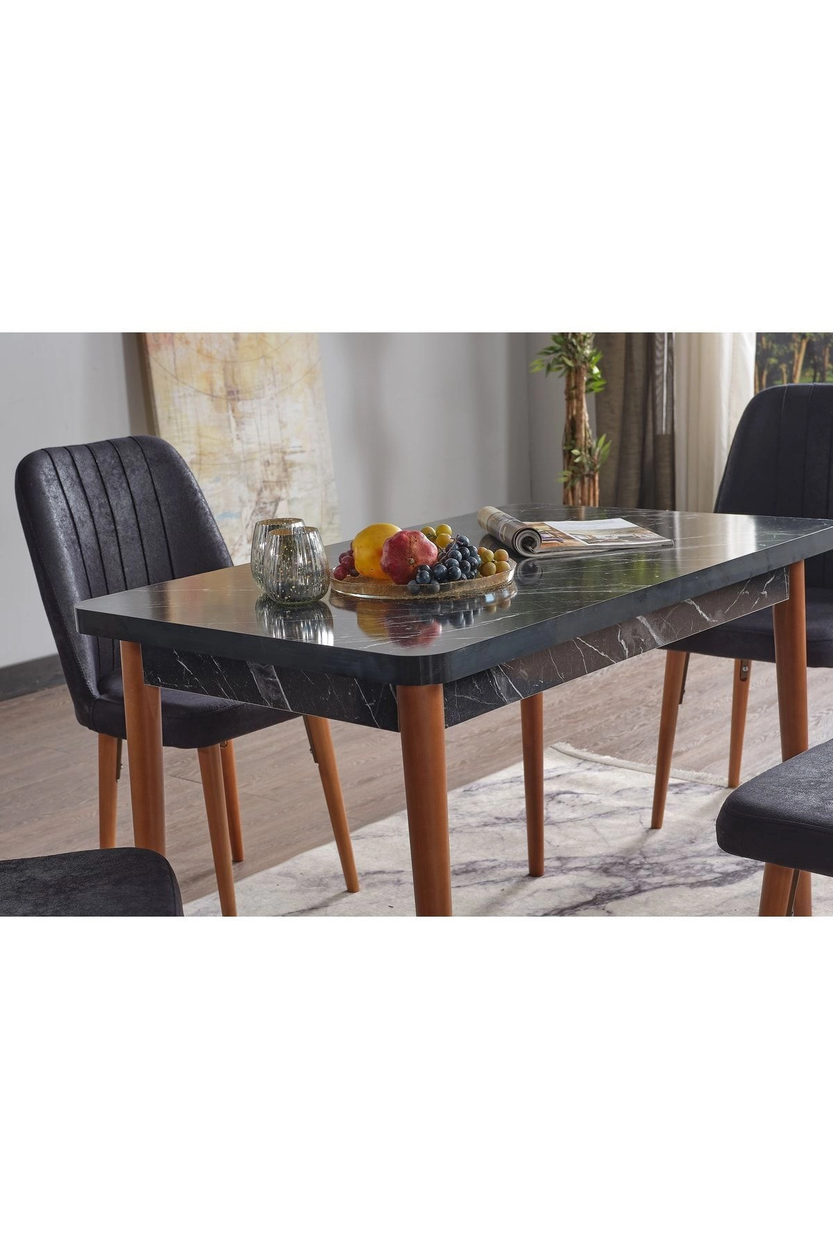 Gözde Sabit 4 Kişilik Mutfak Masası Takımı Yemek Masası Takımı-2