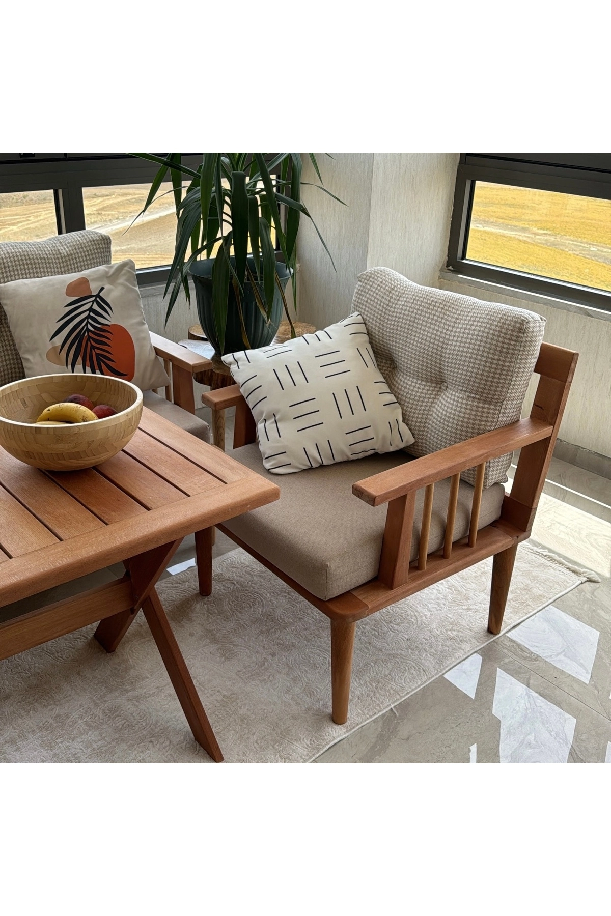 Masif Ahşap Bahçe Balkon takımı MASA YOK-2