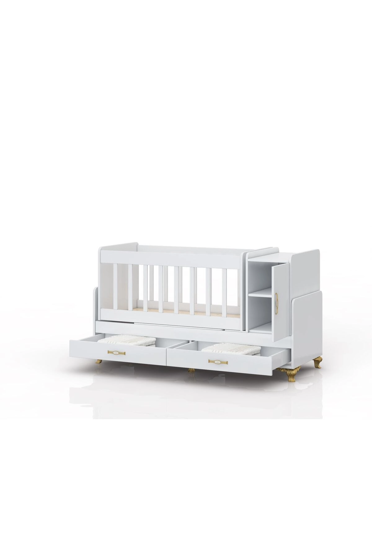 Mdf Korkuluklu, Anne Yanı, Dolaplı, Çekmeceli, Büyüyen, Karyola Olabilen, Sallanır Beşik-1