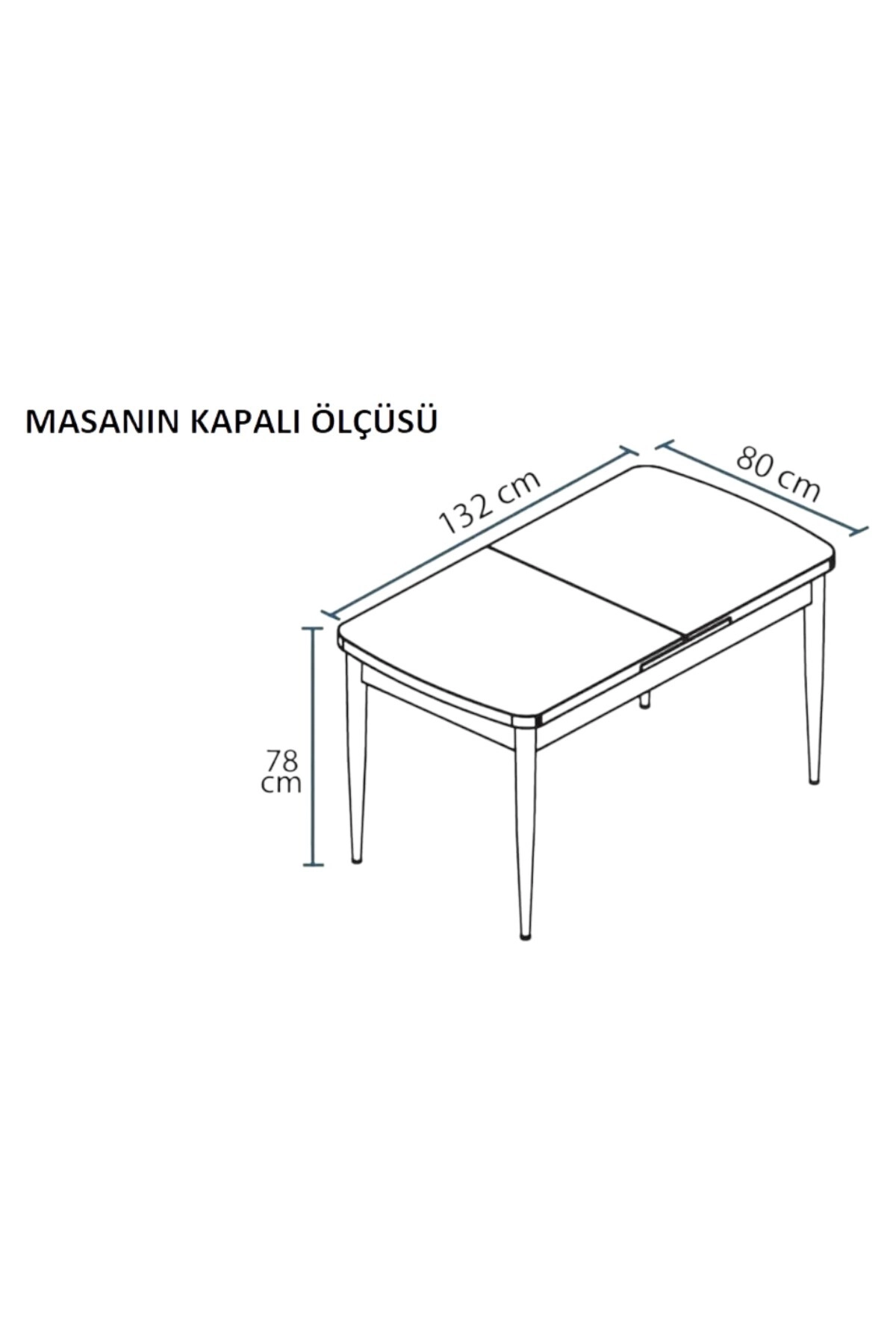 Minel Açılabilen Metal Ayak Sunta Mutfak Masası Takımı 6 Gri Sandalye 80 x 132-1