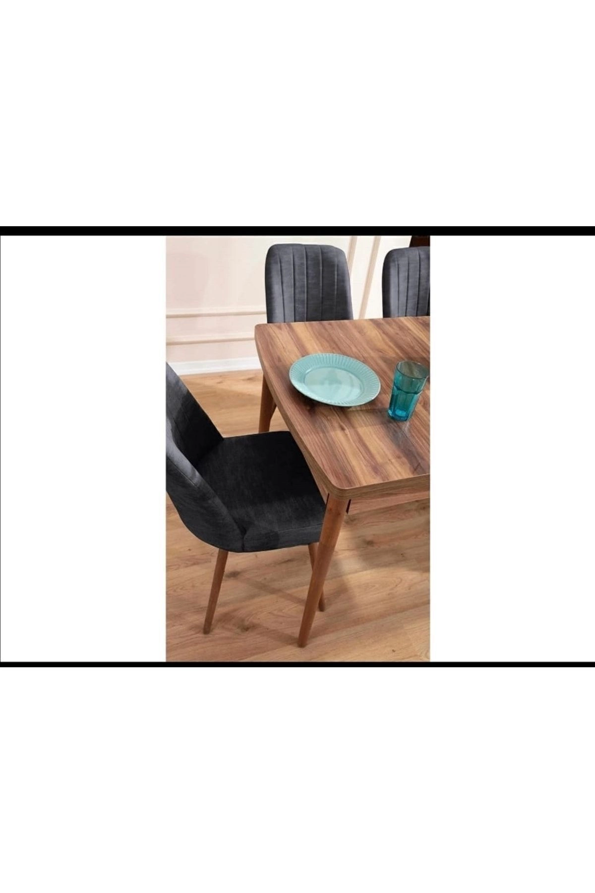 Mutfak Masası Takımı | 4 Kişilik Açılır Masa Sandalye Takımı | Yemek Masası | Masa Takımı - Antrasit-5