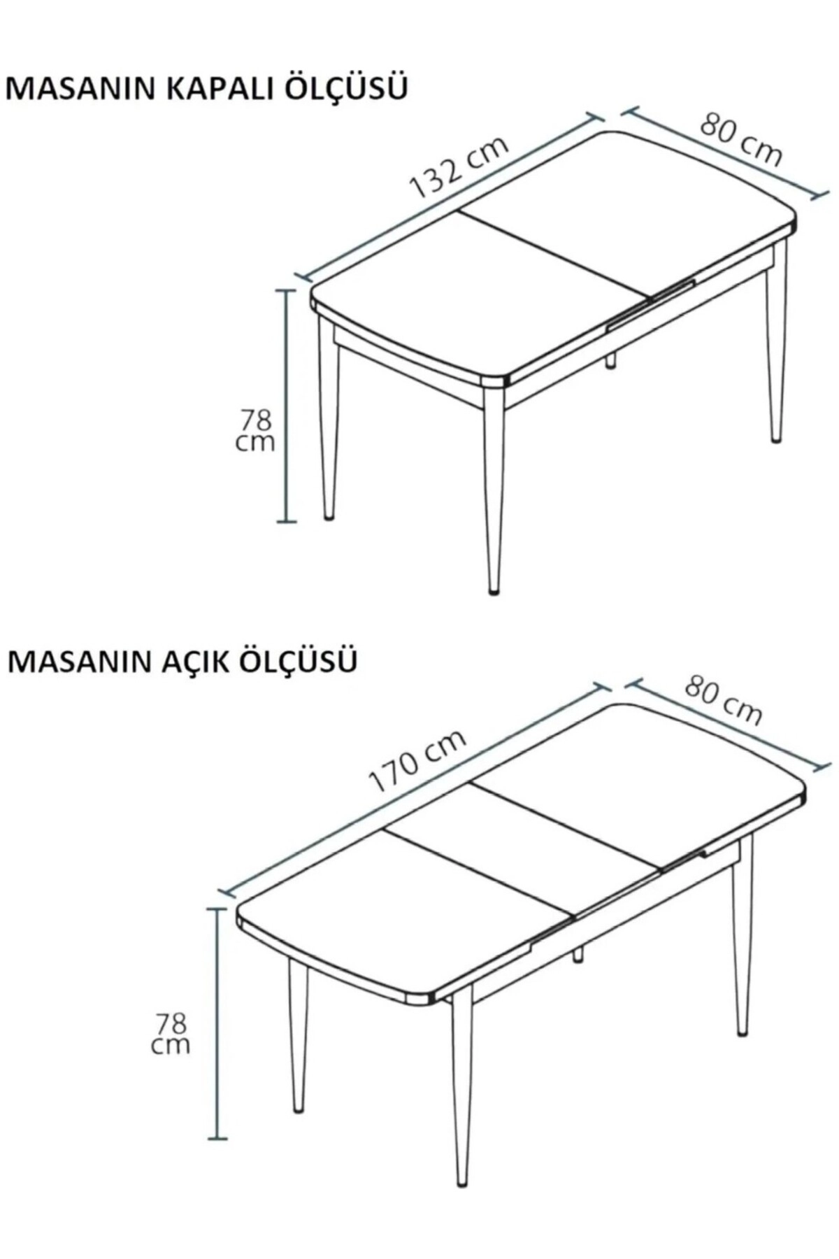 Mutfak Masası Takımı | 6 Kişilik Açılır Masa Sandalye Takımı | Masa Takımı - Yemek Odası - MDF-4