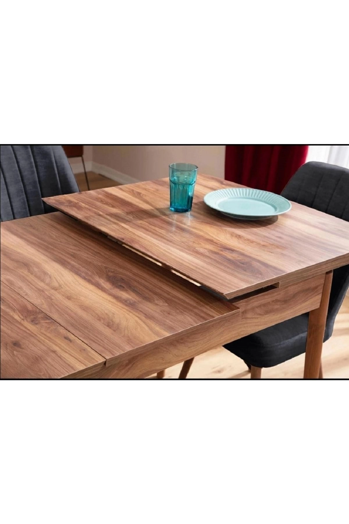 Mutfak Masası Takımı | 6 Kişilik Açılır Masa Sandalye Takımı | Yemek Masası | Masa Takımı - Antrasit-4