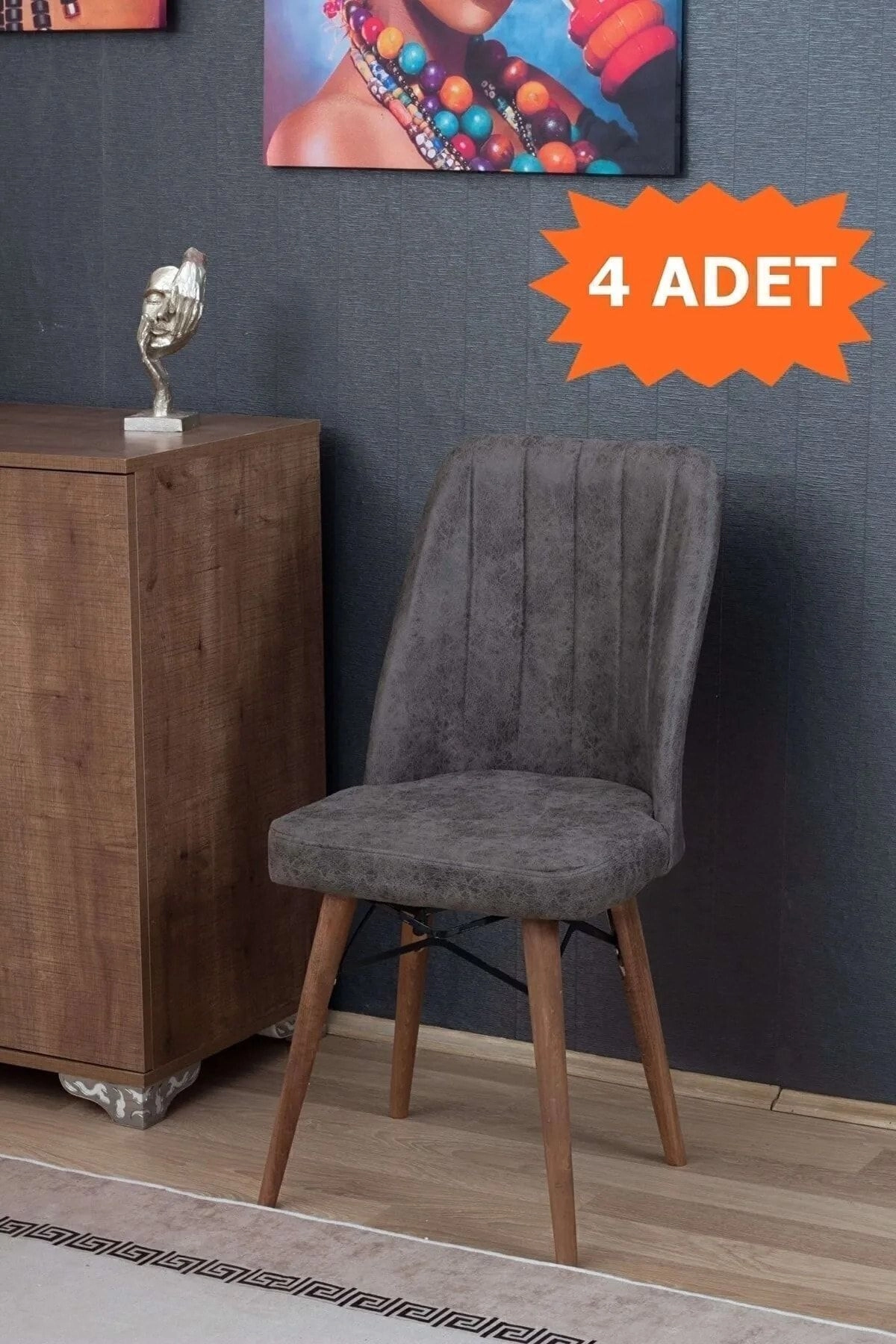 Mutfak Sandalyesi | Yemek Odası Sandalyesi | Salon Sandalyesi | Cafe Sandalyesi - Antrasit - 4 Adet-0