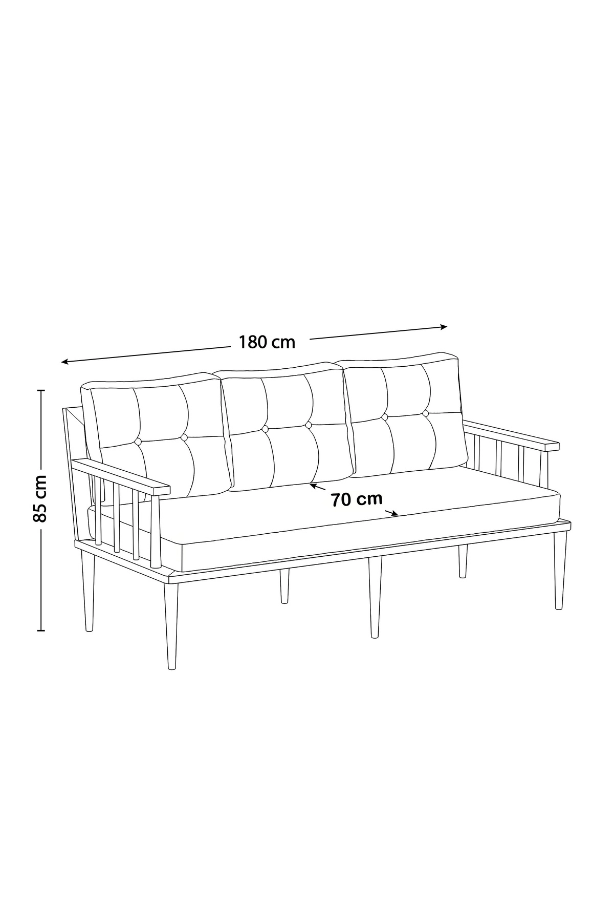Preda Serisi Masif Fırınlanmış Gürgen Ahşap Bahçe Balkon Takımı 3+1+1+Masa-6
