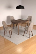 4 Kişilik Sabit Masa Sandalye Takımı 70x110 Cm Mutfak Masası Takımı Yemek Masası Masa Takımı-0