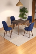 4 Kişilik Sabit Masa Sandalye Takımı 70x110 Cm Mutfak Masası Takımı Yemek Masası Masa Takımı-0