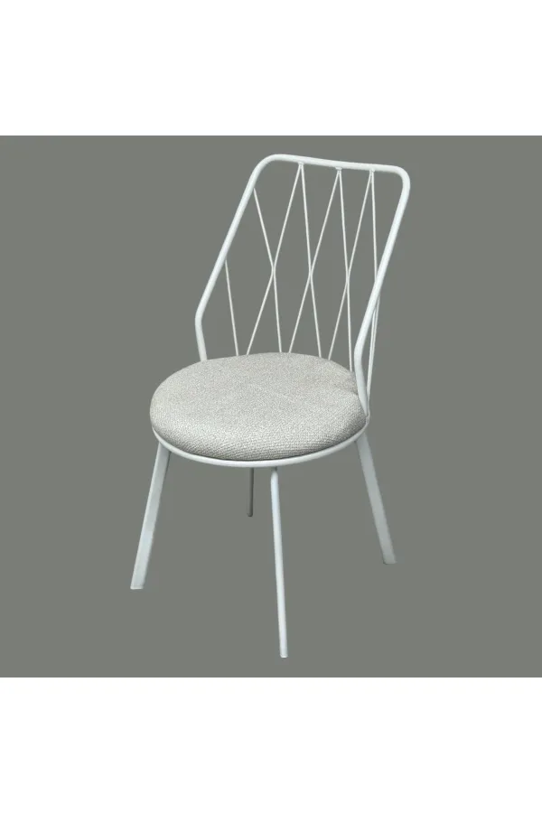 6 Adet Beyaz Yıldız Metal Tel Sandalye Mutfak Cafe Sandalyesi