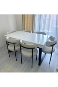 6'lı Teddy Sandalye Mutfak Sandalyesi Salon Sandalyesi Cafe (MASASIZ)beyaz Tek Renk-0