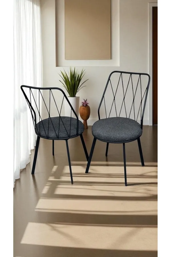 8 Adet Beyaz Yıldız Metal Tel Sandalye Mutfak Cafe Sandalyesi