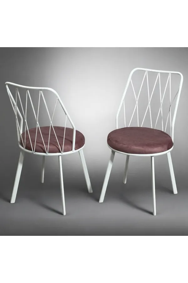 8 Adet Beyaz Yıldız Metal Tel Sandalye Mutfak Cafe Sandalyesi