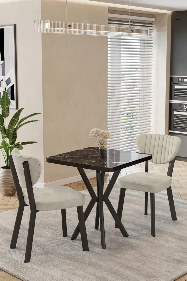 Mutfak Masası Takımı | 2 Kişilik Açılır Masa Sandalye Takımı | Balkon Masası | Yemek Masası-Elma Takım