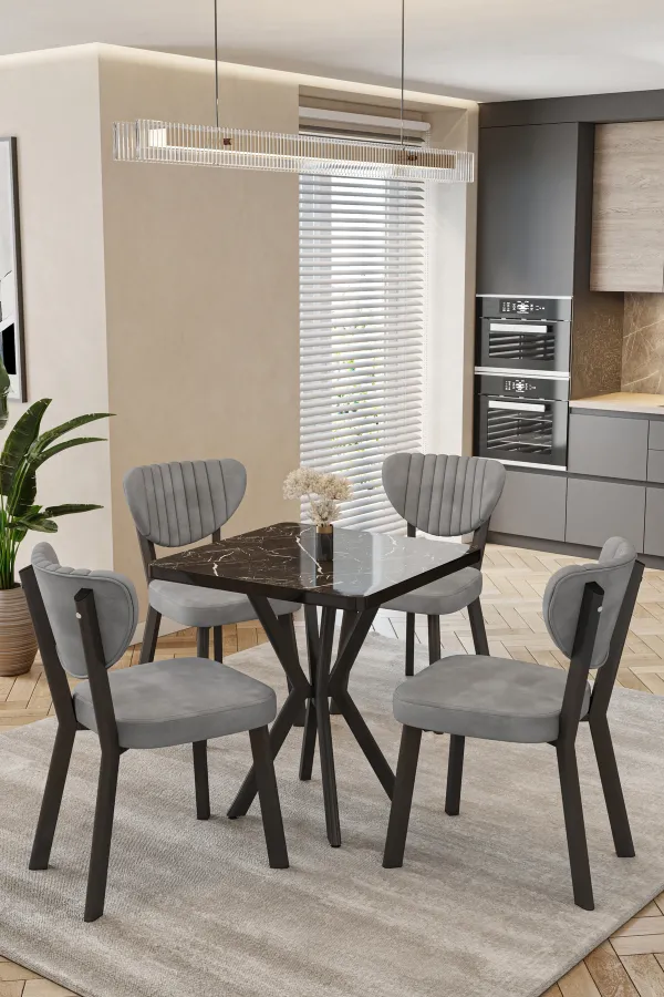Mutfak Masası Takımı | 4 Kişilik Açılır Masa Sandalye Takımı | Balkon Masası | Cafe masa takımı-70x70
