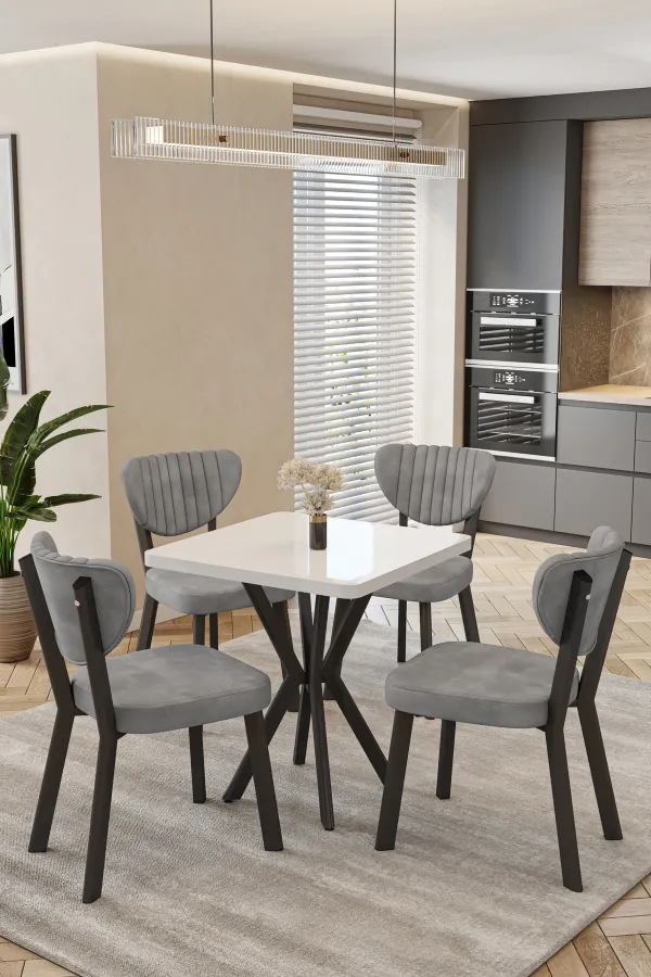 Mutfak Masası Takımı | 4 Kişilik Açılır Masa Sandalye Takımı | Balkon Masası | Cafe masa takımı-70x70