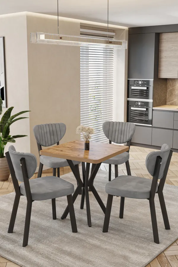 Mutfak Masası Takımı | 4 Kişilik Açılır Masa Sandalye Takımı | Balkon Masası | Cafe masa takımı-70x70