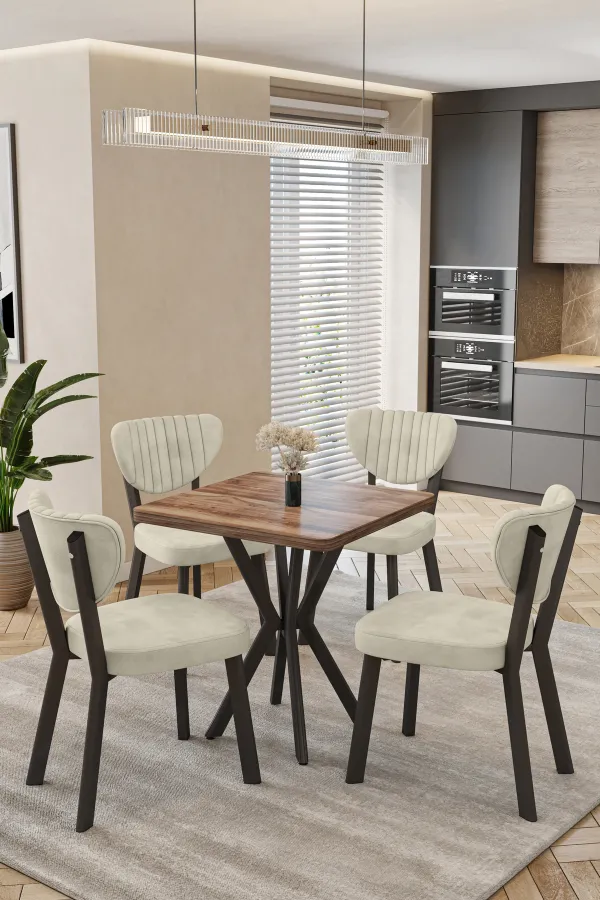 Mutfak Masası Takımı | 4 Kişilik Açılır Masa Sandalye Takımı | Balkon Masası | Cafe masa takımı-70x70