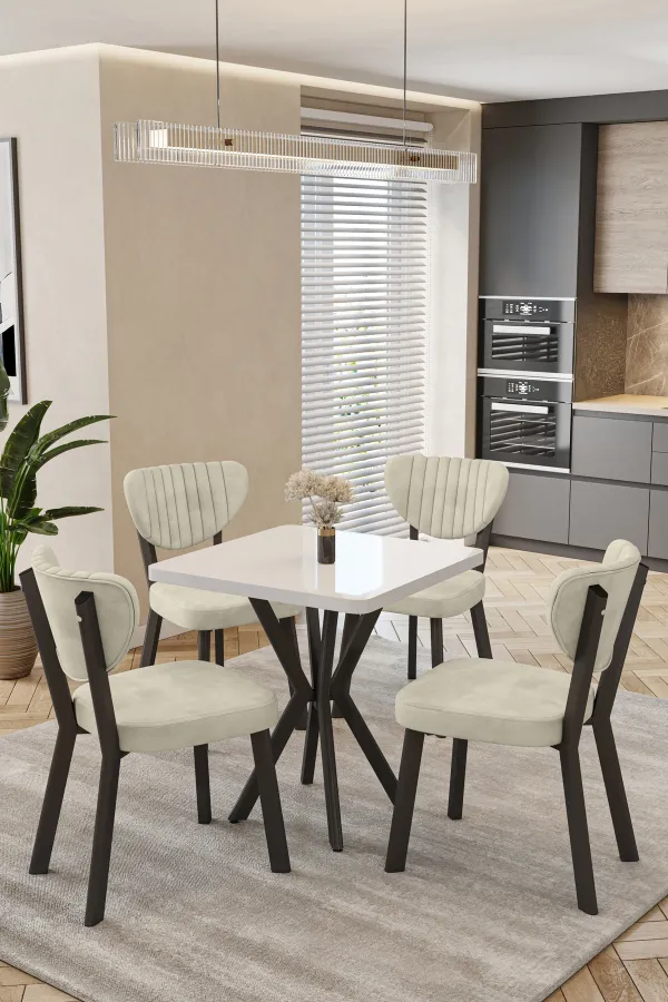 Mutfak Masası Takımı | 4 Kişilik Açılır Masa Sandalye Takımı | Balkon Masası | Cafe masa takımı-70x70
