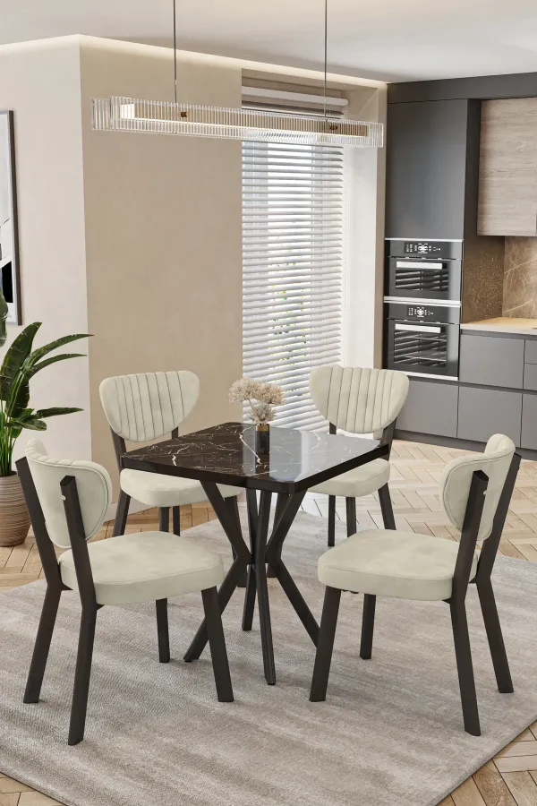 Mutfak Masası Takımı | 4 Kişilik Açılır Masa Sandalye Takımı | Balkon Masası | Cafe masa takımı-70x70