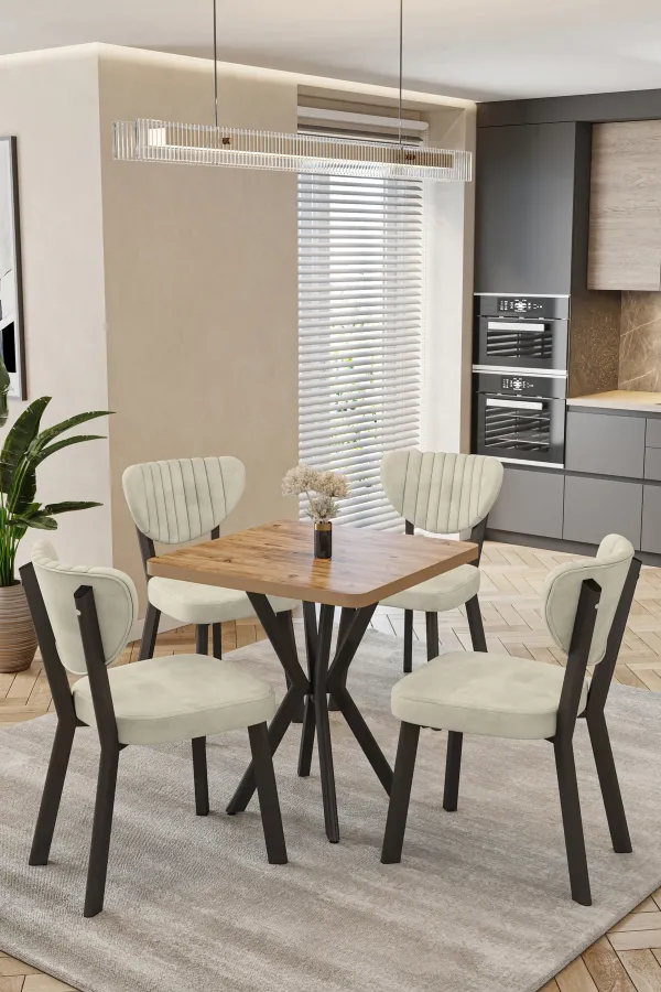 Mutfak Masası Takımı | 4 Kişilik Açılır Masa Sandalye Takımı | Balkon Masası | Cafe masa takımı-70x70