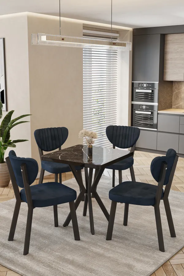 Mutfak Masası Takımı | 4 Kişilik Açılır Masa Sandalye Takımı | Balkon Masası | Cafe masa takımı-70x70