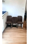Mutfak Sandalyesi Yemek Odası Sandalyesi 3 Adet Koyu Kahve Siyah Boyalı Ayaklı-0