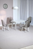 Still Beyaz MDF 70x110 Sabit Mutfak Masası Takımı Beyaz Metal Ayak 4 Cappucino Sandalye-0