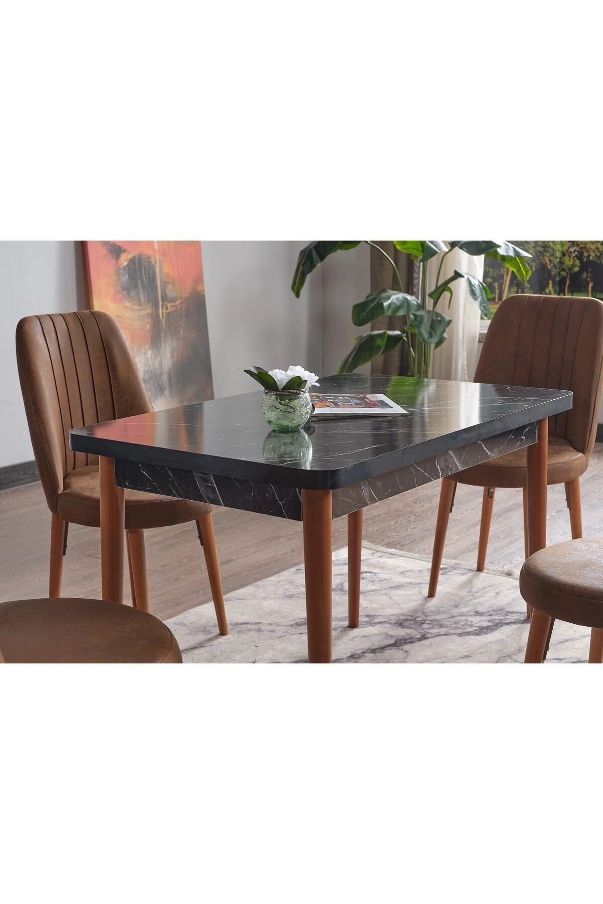 Senfoni Sabit 4 Kişilik Mutfak Masası Takımı Yemek Masası Takımı-2