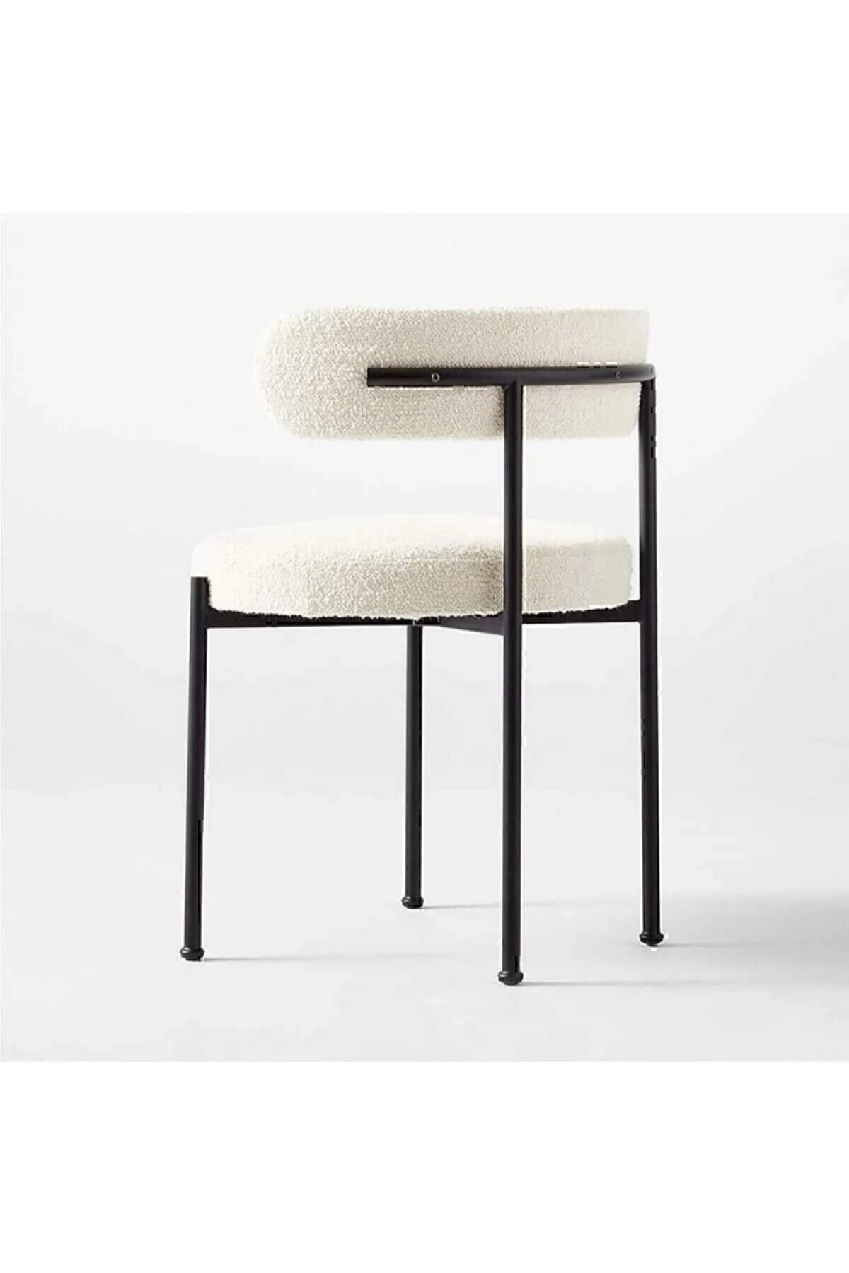 Teddy Mutfak Masa Takımı | 4 Sandalye - 1 Adet 90 X 90 Masa - Pufuduk Teddy Kumaş - Beyaz Renk-5