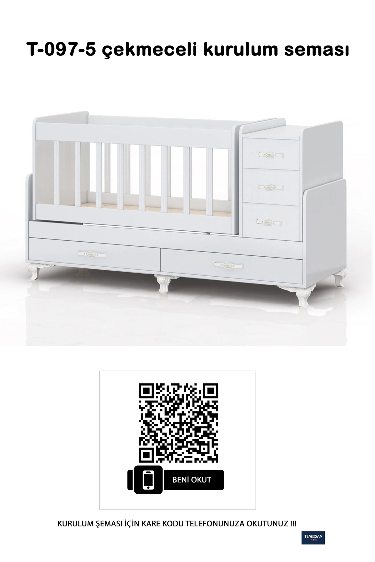 Uyku Setli, Yataklı, Anne Yanı, Sallanır, Çekmeceli Büyüyen Bebek Beşiği 60 x 120-3