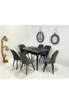6 Kişilik Açılır Masa Sandalye Mutfak Salon Yemek Masası Takımı