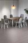 Minel Açılabilen Metal Ayak Sunta Mutfak Masası Takımı 6 Cappucino Sandalye 80 x 132