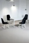 Monera Beyaz 80 x 132 Açılabilen MDF Masa Metal Ayaklı Mutfak Masası Takımı 4 Antrasit Sandalye