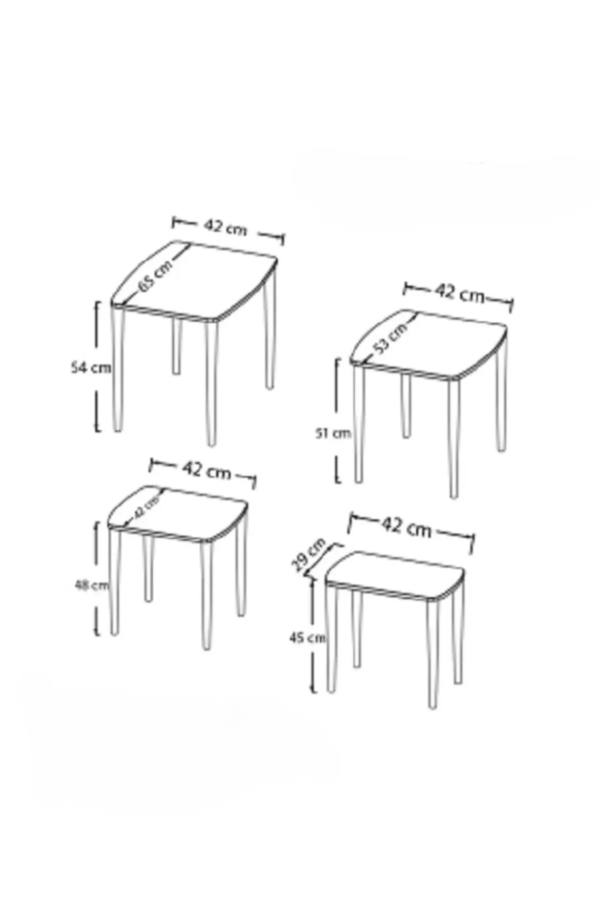 Zerra Mdf Lake Boyalı 1.sınıf 4lü Zigon Sehpa Takımı-3